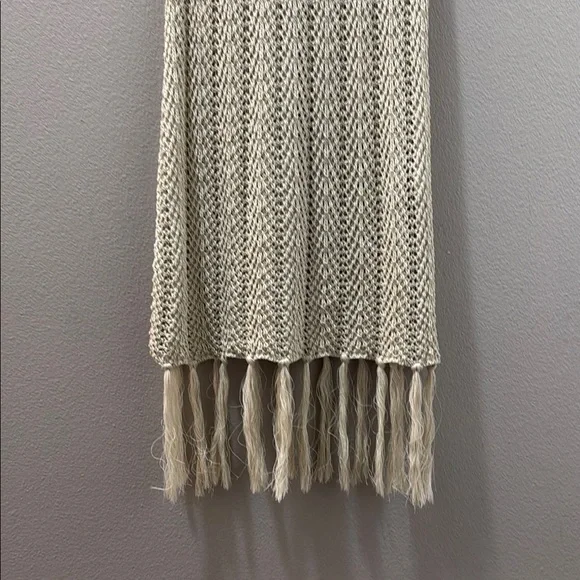 Luxurious Cream Ribbed Woven Viscose Sleeveless Long Swim Coverup Stretchy NWT - Picture 4 of 9